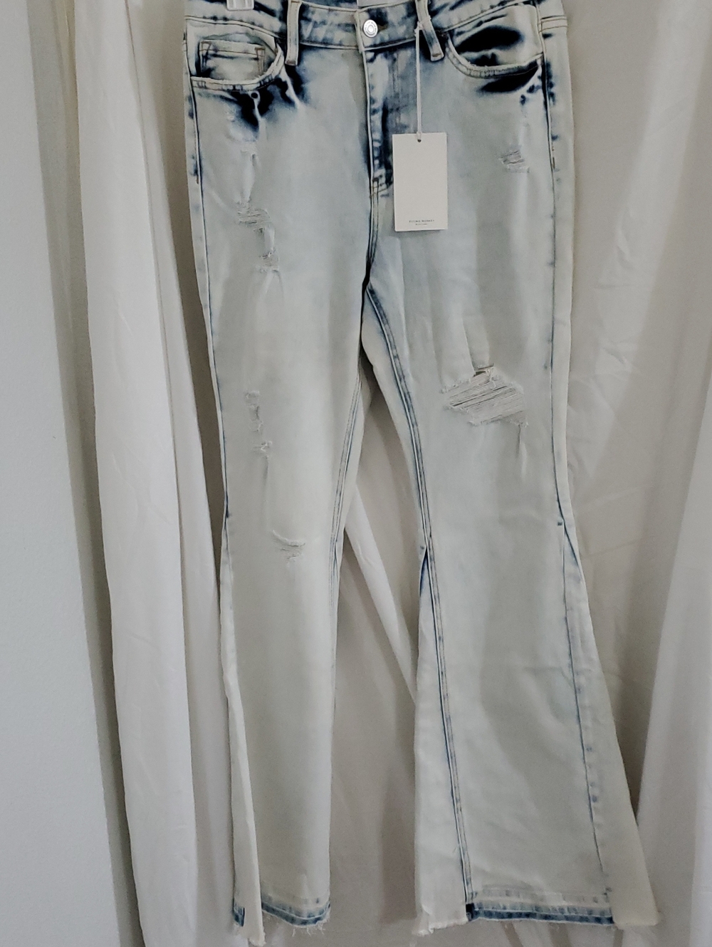Flying Monkey High‎ Rise Coco Blues distressed light wash Flares jeans size 29 - Picture 8 of 13